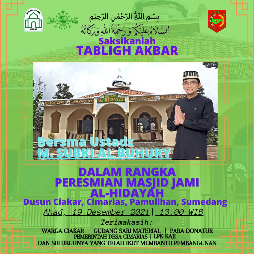 PERESMIAN MASJID AL HIDAYAH Kegiatan MASJID AL HIDAYAH KAB. SUMEDANG