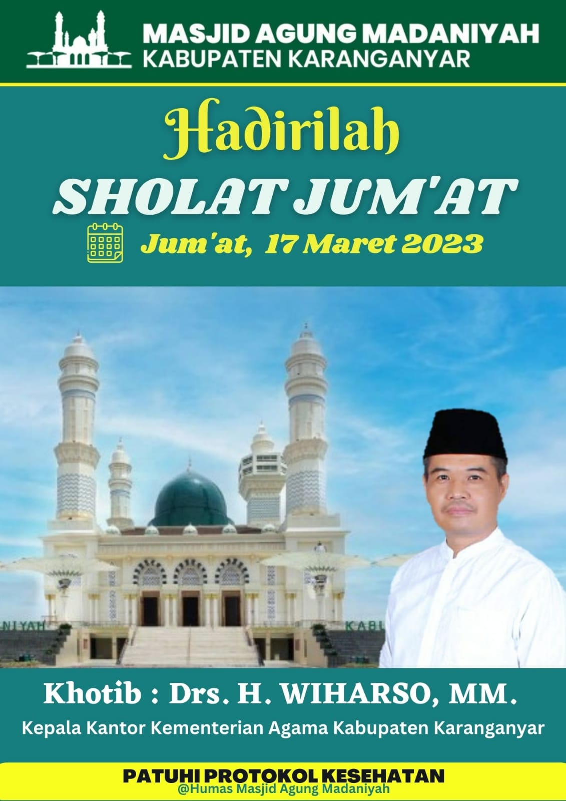 Sholat Jum'at 17 Maret 2023 Kegiatan Masjid Agung Madaniyah Kabupaten Karanganyar KAB. KARANGANYAR