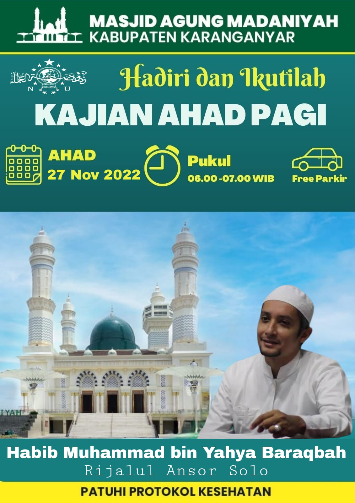 Kajian Ahad Pagi 27 November 2022 Kegiatan Masjid Agung Madaniyah Kabupaten Karanganyar KAB. KARANGANYAR
