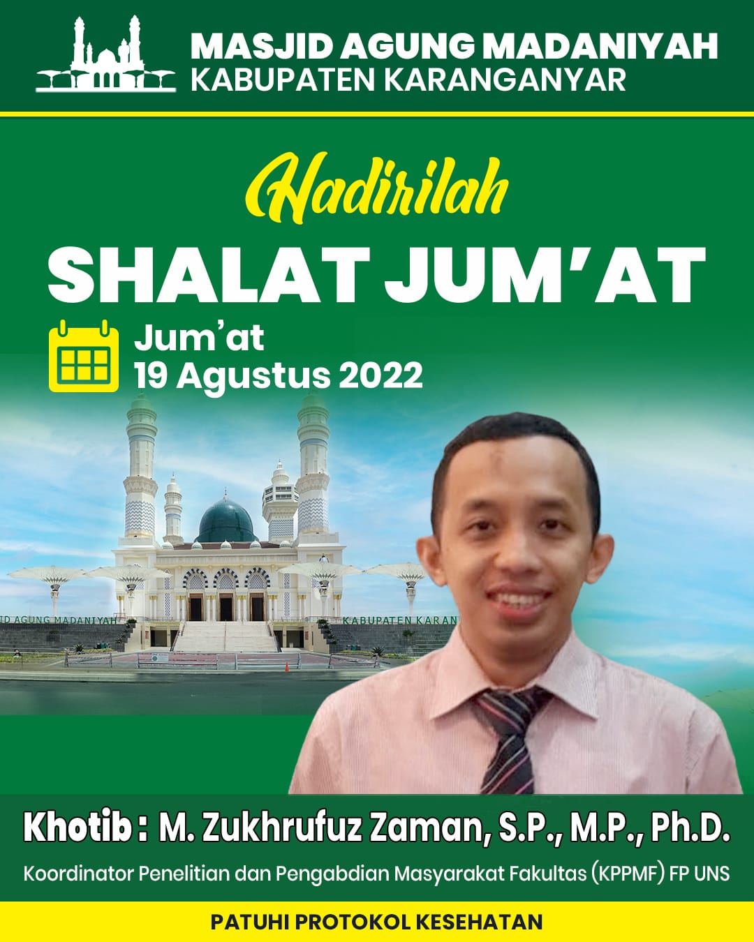 Kajian Sholat Jum'at 19 Agustus 2022 Kegiatan Masjid Agung Madaniyah Kabupaten Karanganyar KAB. KARANGANYAR