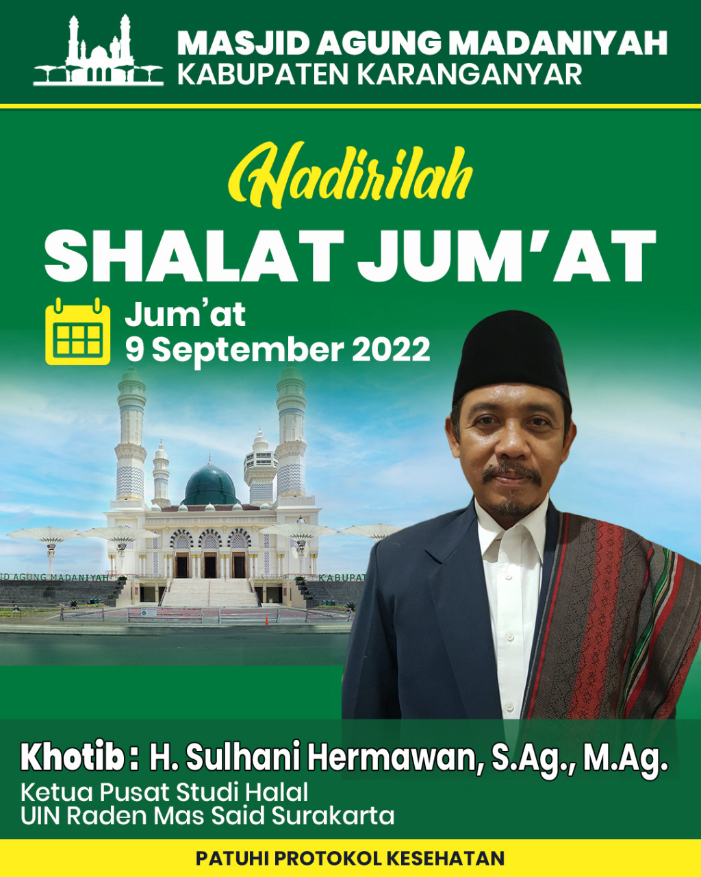 Sholat Jum'at 9 September 2022 Kegiatan Masjid Agung Madaniyah Kabupaten Karanganyar KAB. KARANGANYAR