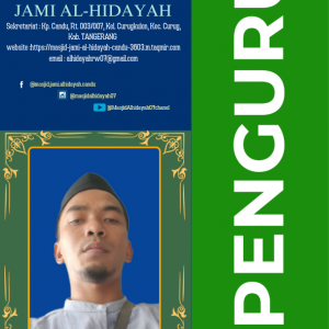 ADRIAN pengurus masjid di Masjid Jami Al-hidayah Candu